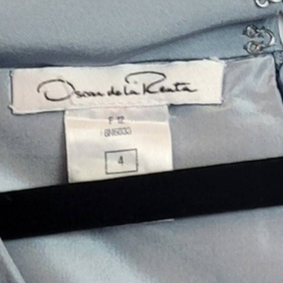 Oscar de la Renta, light blue midi sheath dress, silk, size 4 - Picture 7 of 7